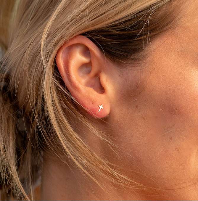 Celia - Gold Filled Cross Stud Earrings - shop archi