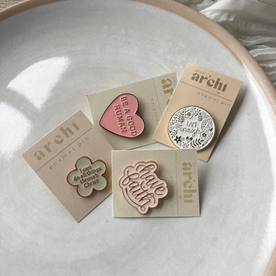 I Am Enough Floral Enamel Pin