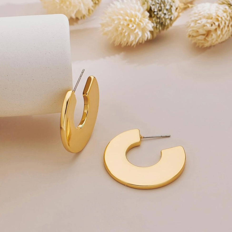 Tessa Gold Hoop Statement Earrings